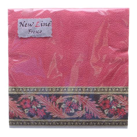 Салфетки бумажные New Line, Хохлома, 20 шт, 2 слоя, 33х33 см, бордовые ...