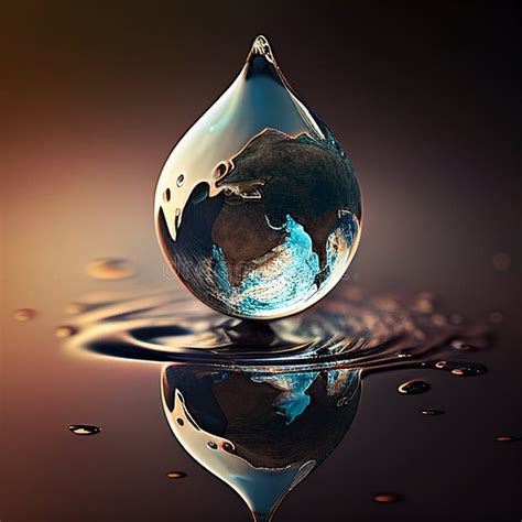 Planet Earth In Water Drops AI Generated Stock Image Image Of Planet