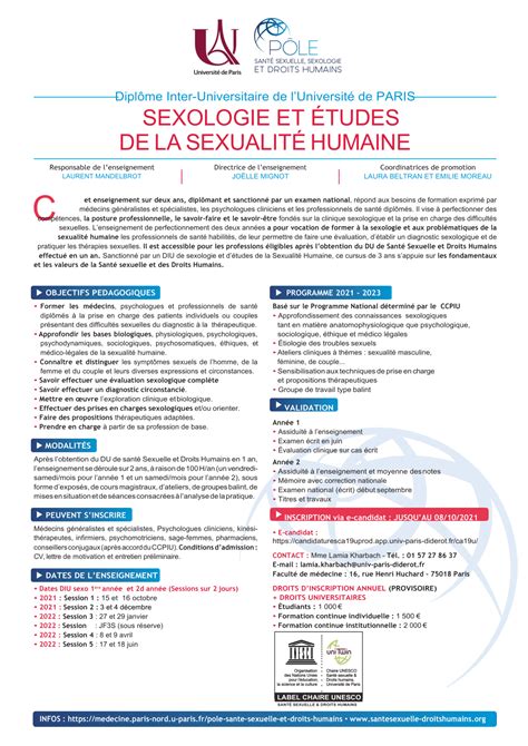 Diu Sexologie Et étude De La Sexualité Chaire Unesco Ssanddh