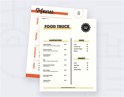 Free Food Truck Menu Templates Toast Toast Pos