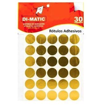 Rotulo Adhesivo Redondo Dorado Dimatic Linio Colombia