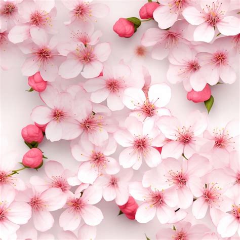 Premium AI Image Blooming Sakura Seamless Pattern