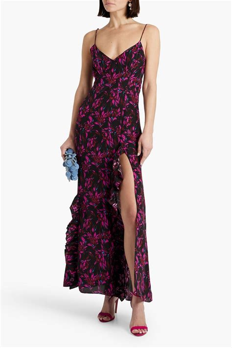 Les R Veries Ruffled Floral Print Silk Crepe De Chine Maxi Dress The