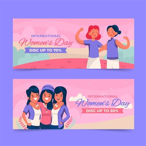 Conjunto De Banners Horizontais De Venda De Dia Internacional Da Mulher