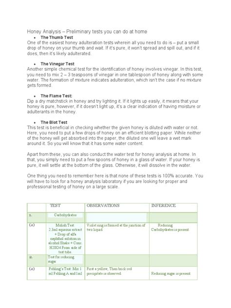 04 Honey Analysis | PDF | Chemistry | Chemical Substances