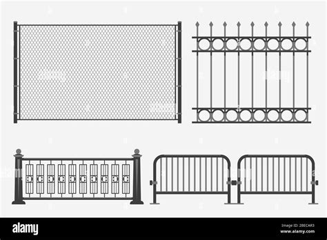 metal fence black color set Stock Vector Image & Art - Alamy