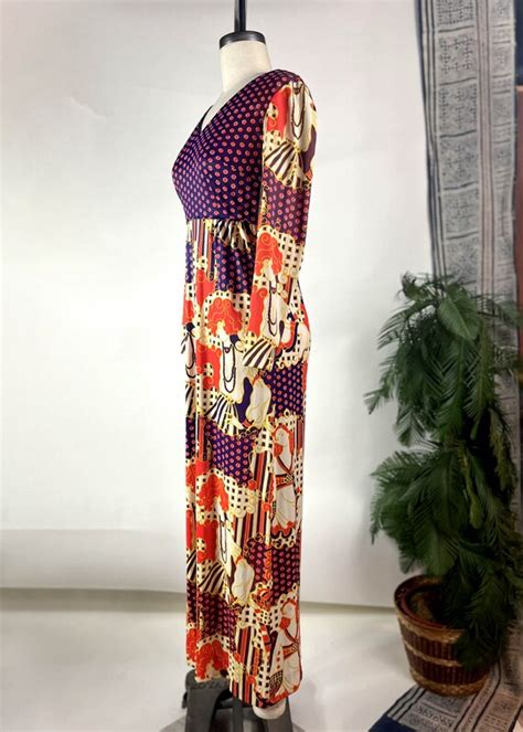 1960s Woodstock Era Custom Made Empire Maxi Dress Gem