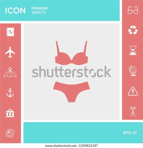 Set Lingerie Swimsuit Twopiece Bikini Silhouette Stock Vector Royalty Free 1209822187