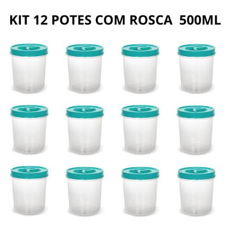 Kit Potes De Mantimento Transparente Tampa De Rosca Ml Cores