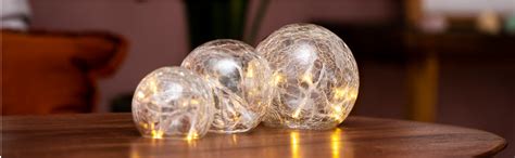 Gadgy Crackle Glass Ball Lights Set 3 Ø 8 10 12 cm Globes