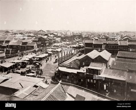 Vintage 19th Century Photograph China C1880s Peking Beijing Busy