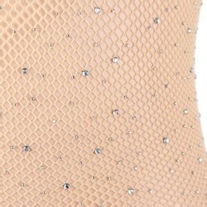 Women S Sexy Lingerie Nude Fishnet Dress Rhinestone Mesh Bodystocking Dress Size Xs Xl Etsy