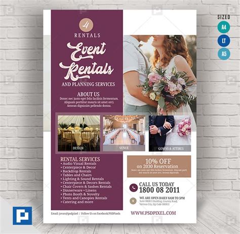 Events Services And Rentals Flyer Psdpixel Wedding Rentals Flyer