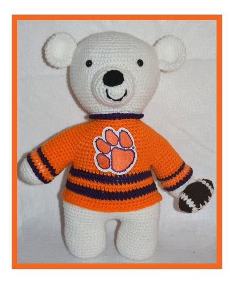 Crocheted Football Player Teddy Bear Clemson West Virginia Etsy