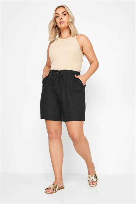 Yours Plus Size Black Linen Shorts Yours Clothing