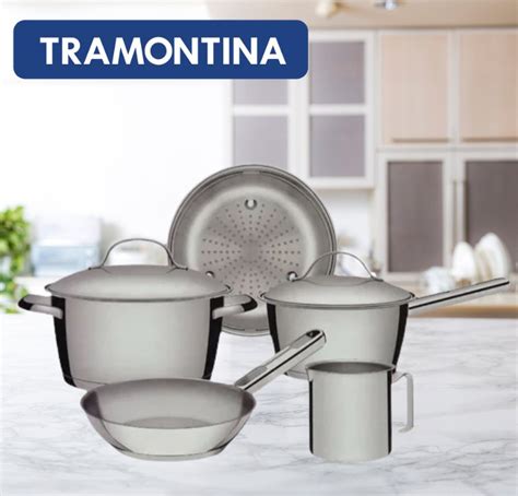 Jogo Panelas Tramontina Allegra Aço Inox Fundo Triplo 5Pçs Aço Inox Aço