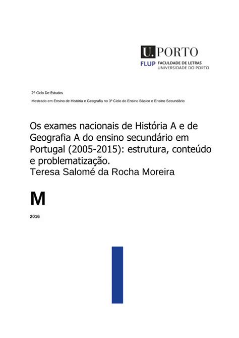 Pdf Os Exames Nacionais De Hist Ria A E De Geografia A Do Anexo