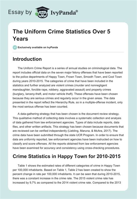 The Uniform Crime Statistics Over 5 Years 1449 Words Report Example