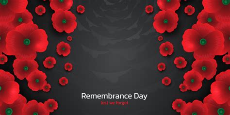 Remembrance Day Concept Background With Beautiful Red Poppies Vector