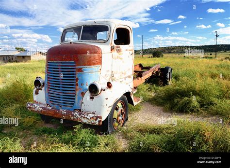 Vintage Truck Abandoned And Rusting Away In The Desert Ghost Town In