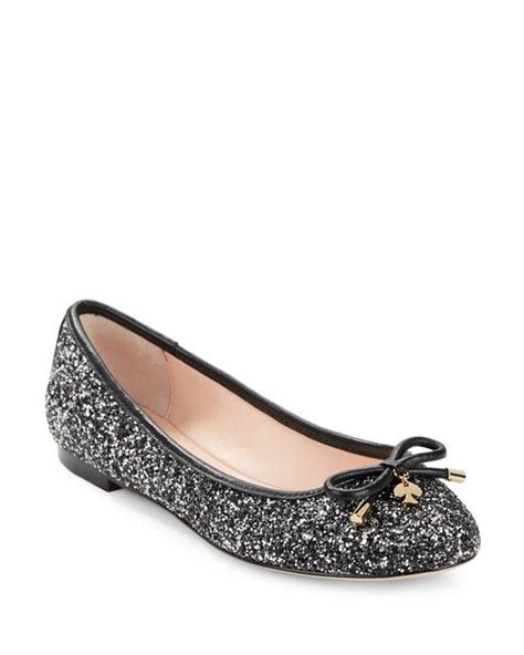 Kate spade Willa Glitter Ballet Flats in Black | Lyst