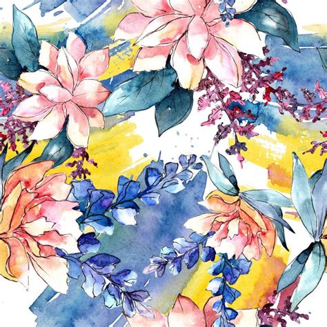 Bouquet Floral Botanical Flowers Watercolor Background Illustration