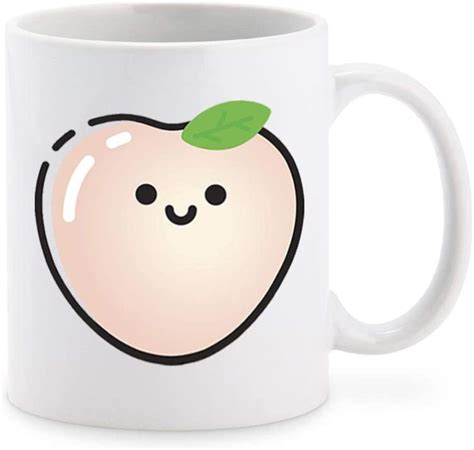 Amazon Happy Cute Kawaii Fruit Cartoon Emoji Peach Coffee Mug