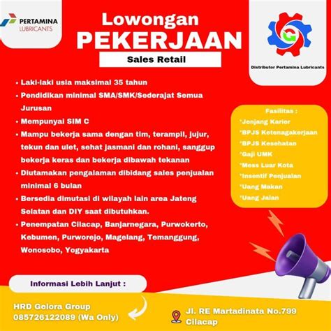 Lowongan Kerja Sales Retail Pelumas Pertamina Sales Motor Listrik