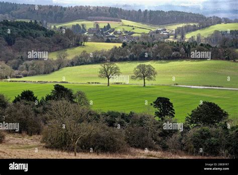 The View From Newlands Corner Across To The Village Of Albury Surrey