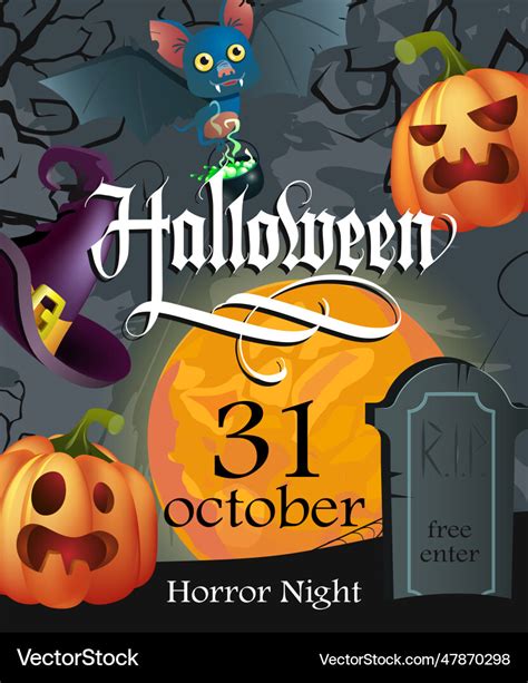 Halloween october thirty first lettering horror Vector Image