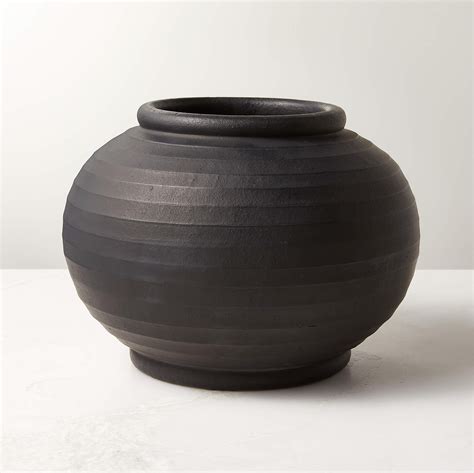 Leto Round Black Terracotta Vase Reviews Cb2 Canada