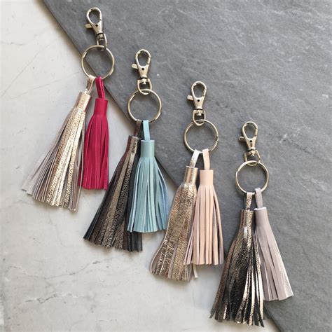 Double Tassel Keychain Tassel Keychain Leather Keychain Etsy