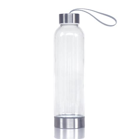 Reusable Clear Glass Reusable Bottle With Screw Top Stainless Steel Lid And Screw Bottom Base