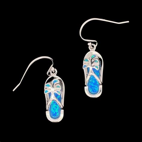 Opal Flip Flop With Palm Tree Earrings