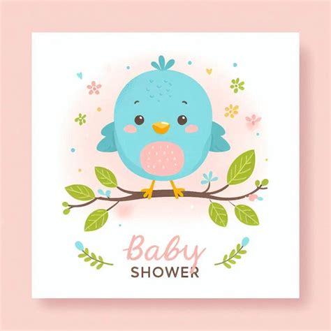 Una tarjeta de baby shower con un pájaro en ella Imagen Premium