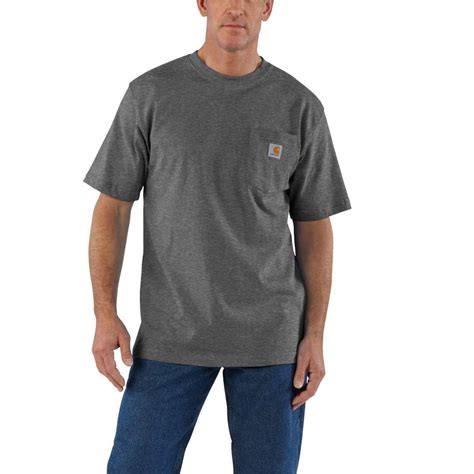 Carhartt Mens Carbon Heather Workwear Pocket Ss T Shirt