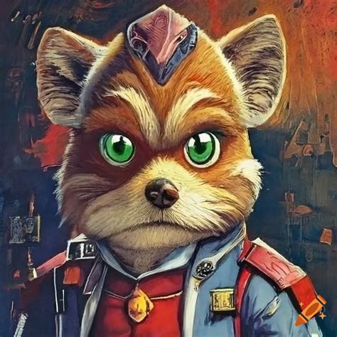 Intricate Details In A Vintage Star Fox Poster Inspired By James Gurney