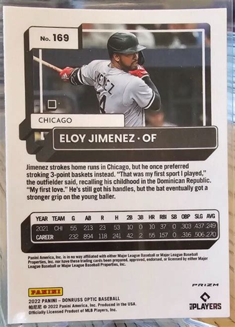 Panini Donruss Optic Lime Green Prizm Eloy Jimenez Chicago