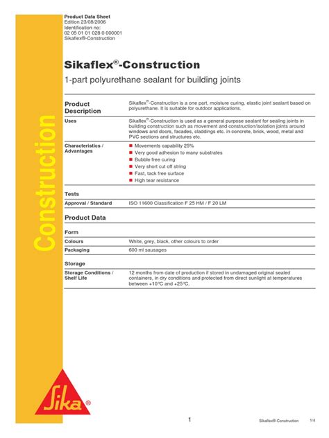 Sikaflex Construction Sealant Safety Data Sheet Codes Sale ...