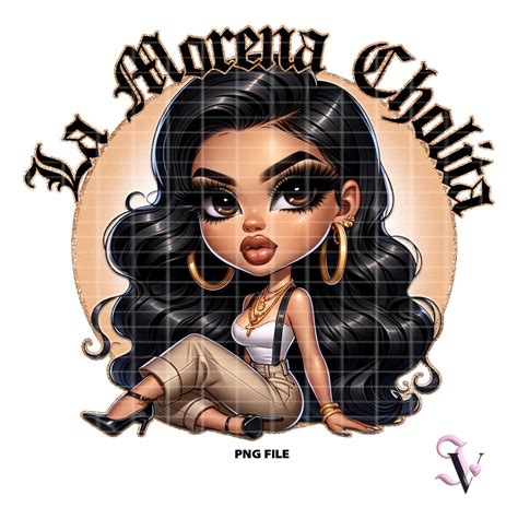 La Morena Cholita Old School Chola Chibi Style Latina Sayings Shirt Png For Dtf Iron On Print