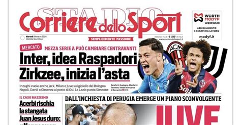 Prima Pagina Corriere Dello Sport Oggi Inter Idea Raspadori Acerbi