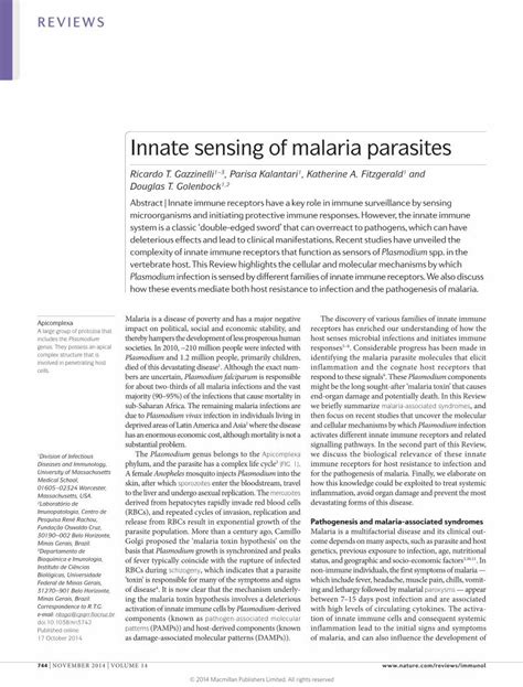 Pdf Innate Sensing Of Malaria Parasites Pdf Dokumen Tips