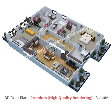 3D Apartment Floor Plans, Studio, 1, 2, 3 and 4 Bedroom Apartment 3D ...