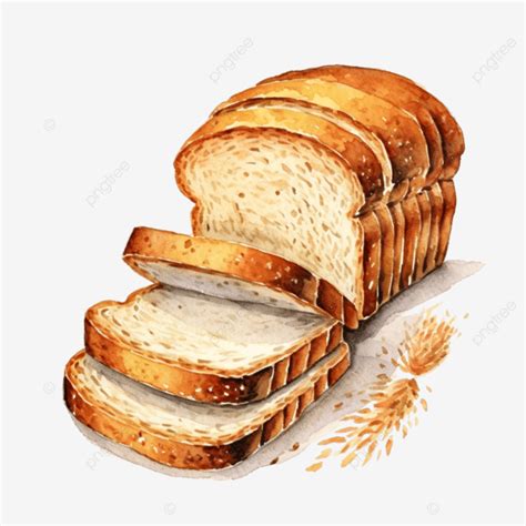 Watercolor Loaf Of Bread And Sliced Bread Bake Bakery Bread Png