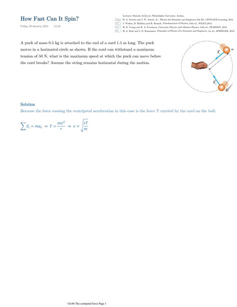 SOLUTION: Centripetal force examples - Studypool