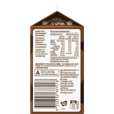 Big M Chocolate Milk 600ml Woolworths