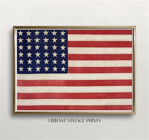 Vintage US Flag Art, Vintage Flag Print, United States Flag, American ...