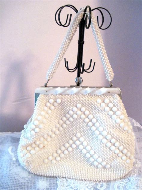 Vintage Purse Off White Beaded Handbag Purse By Vintageexchange 22 00