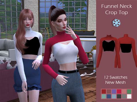 The Sims Resource LMCS Funnel Neck Crop Top