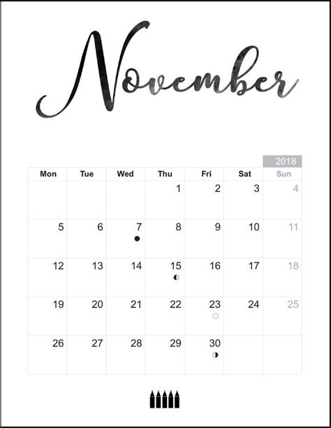 Free November 2018 Calendar November Printable Calendar Calendar